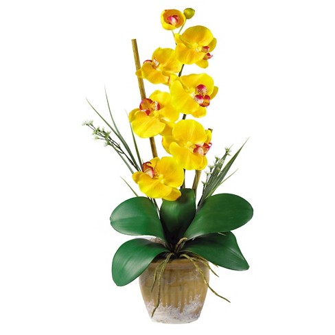 Hoa lan hồ điệp pha lê đá màu vàng sang trọng, mang đến tiền tài cho gia chủ